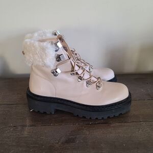 Black Suede Studio brand hikers leather shearling boots Size 36